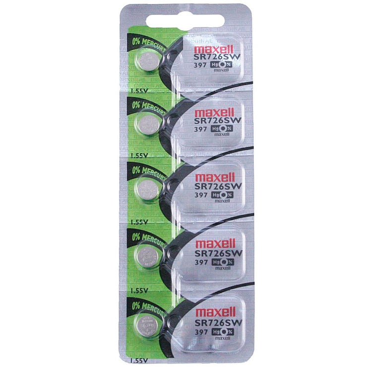 397 Maxell Watch Battery (SR726SW) - SOLD AS A PACK (5 Pieces)