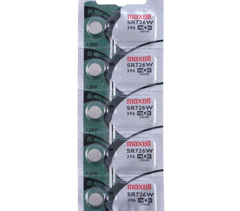 396 Maxell Watch Battery (SR726W) - SOLD AS A PACK (5 Pieces)