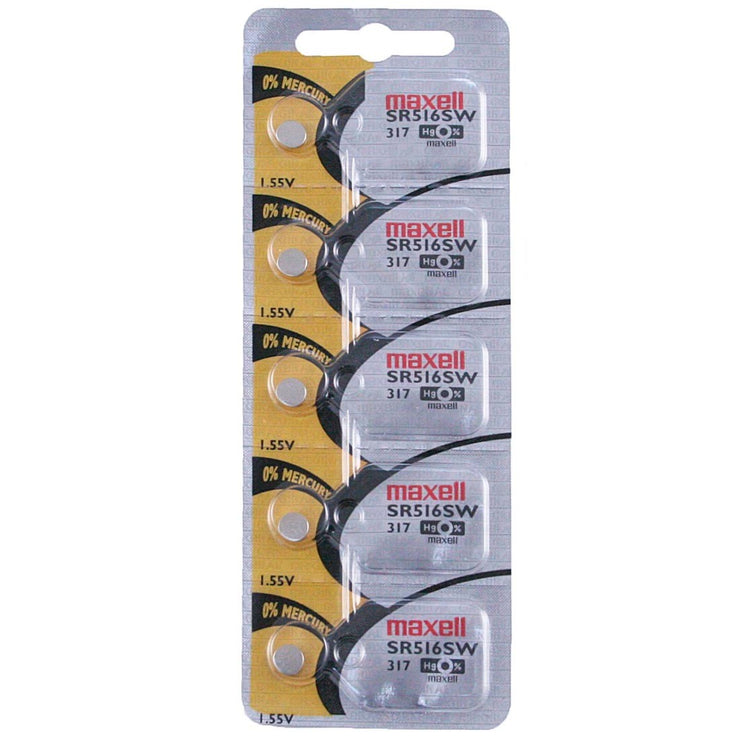 317 Maxell Watch Battery (SR516SW) - SOLD AS A PACK (5 Pieces)