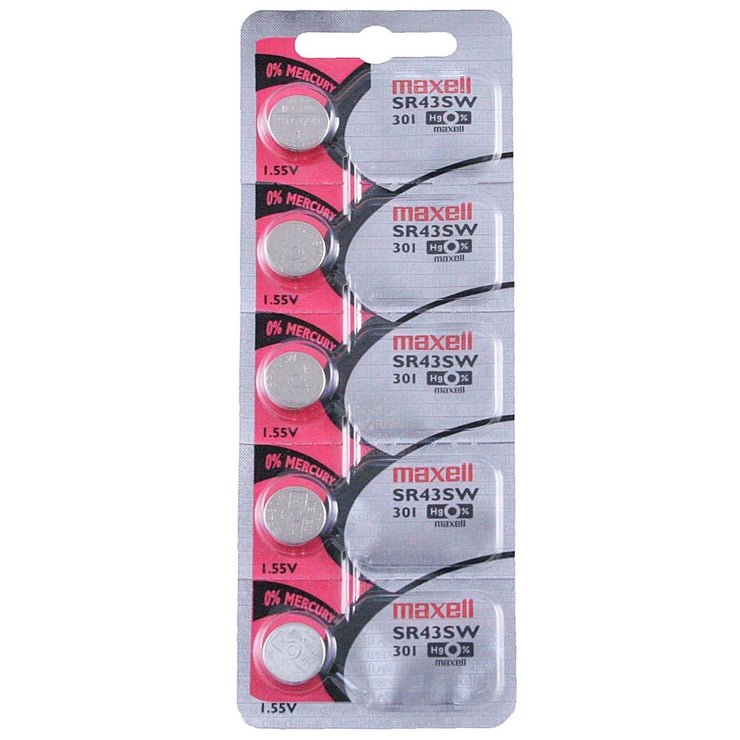 301 Maxell Watch Battery (SR43SW) - SOLD AS A PACK (5 Pieces)