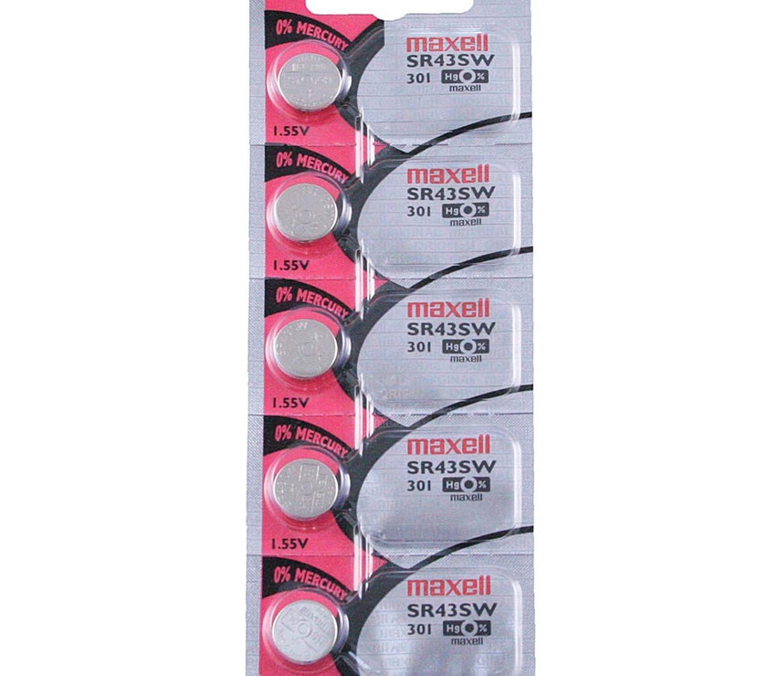 301 Maxell Watch Battery (SR43SW) - SOLD AS A PACK (5 Pieces)