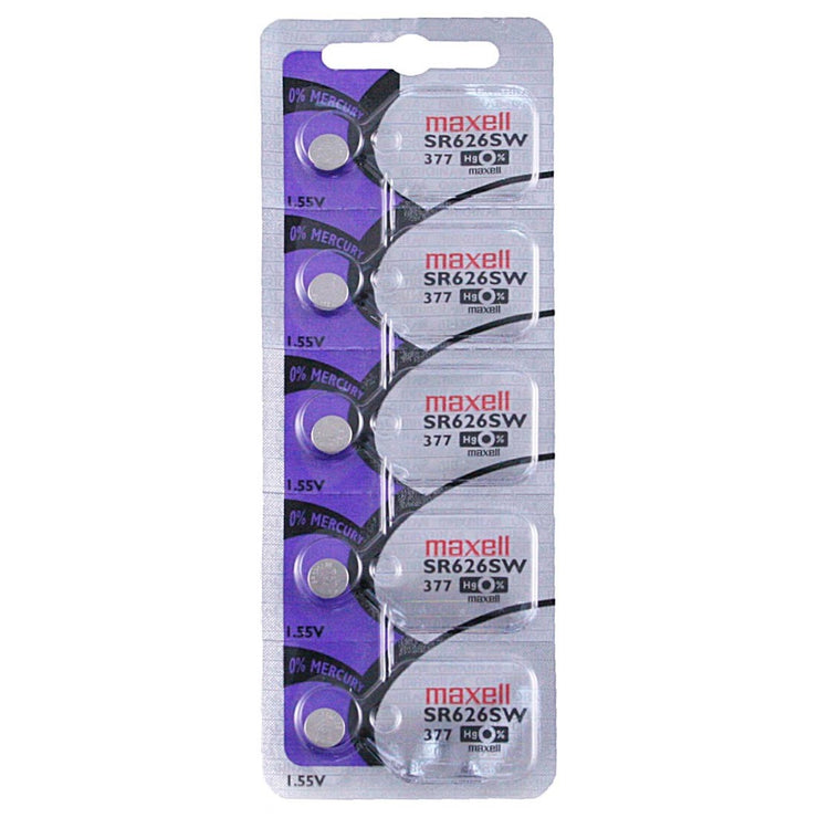 377 Maxell Watch Battery (SR626SW) - SOLD AS A PACK (5 Pieces)