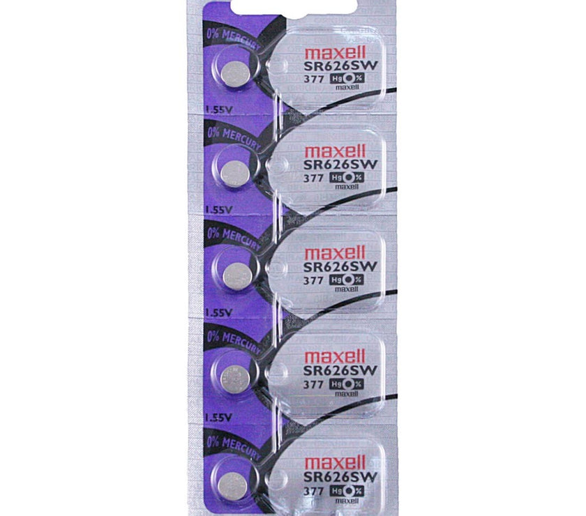 377 Maxell Watch Battery (SR626SW) - SOLD AS A PACK (5 Pieces)