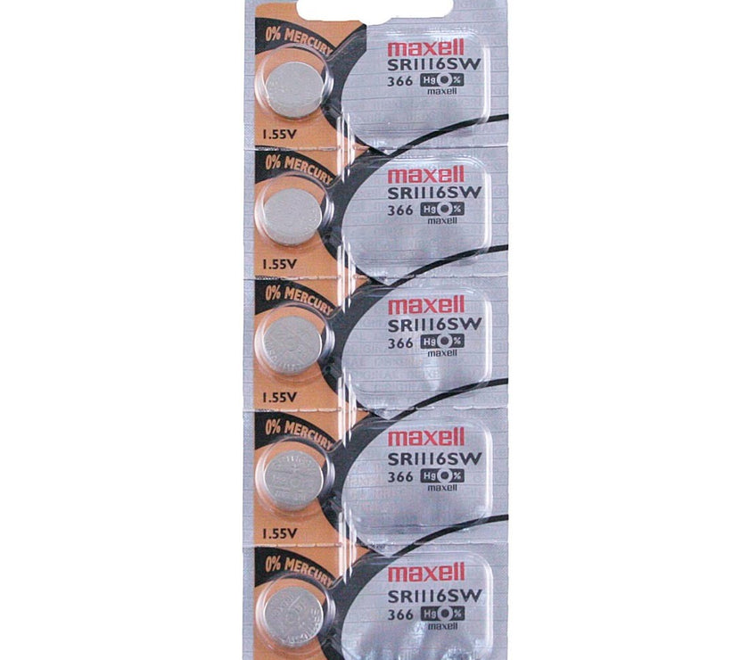 366 Maxell Watch Battery (SR1116SW) - SOLD AS A PACK (5 Pieces)