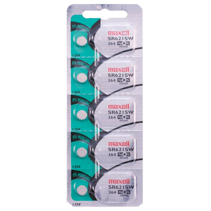 364 Maxell Watch Battery (SR621SW) - SOLD AS A PACK (5 Pieces)