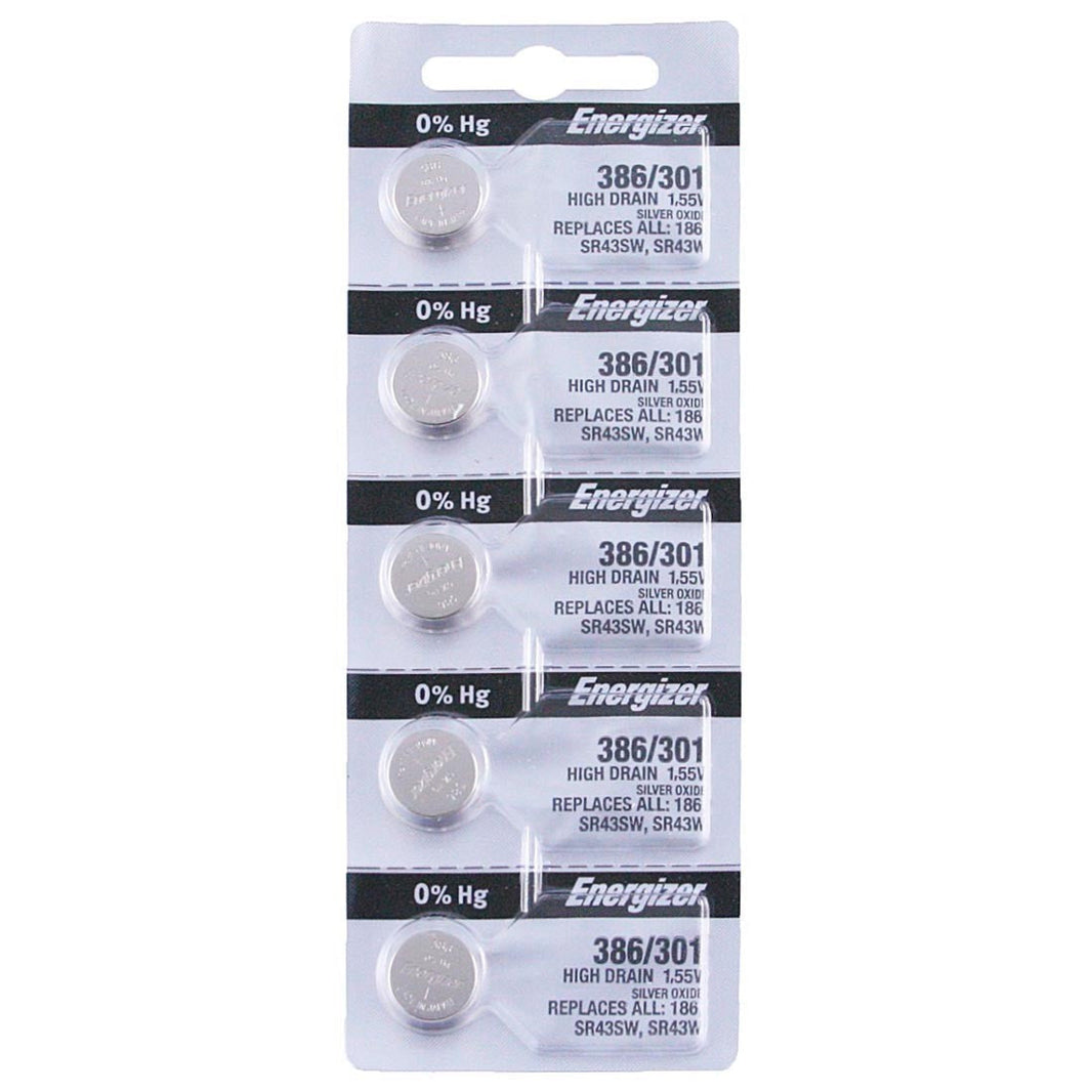 386/301 Energizer Watch Battery (SR43SW) - SOLD IN A PACK (5 Pieces)