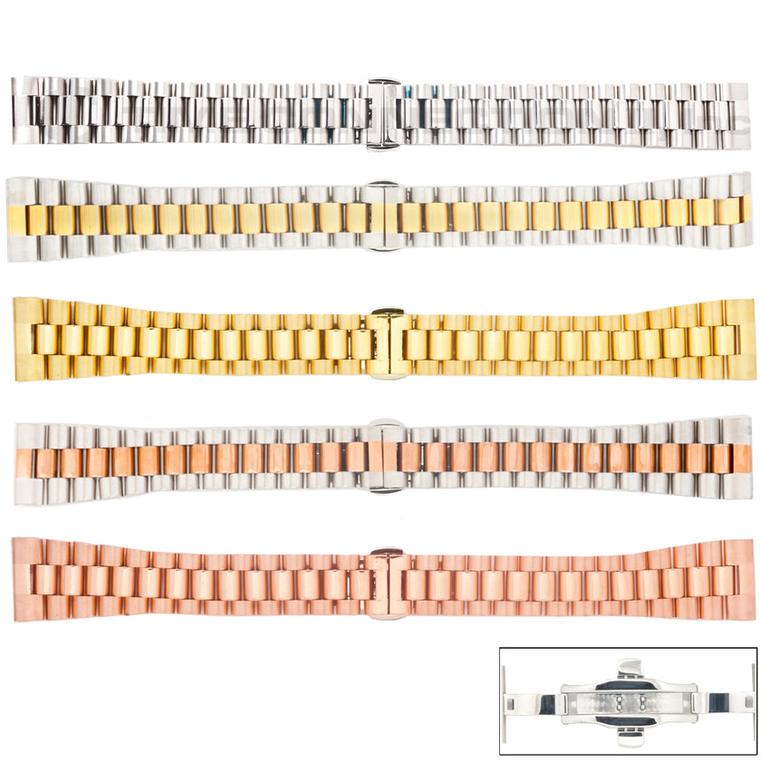 8006 Series President Style Solid Stainless Steel Metal Bands (Straight or Curved Ends)