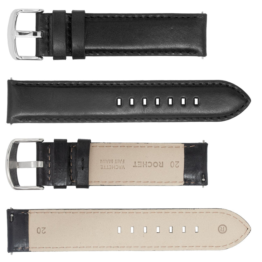 ROCHET No. 374 Cowhide Smooth Fine Leather QUICK RELEASE Straps Stitched (18mm~22mm)