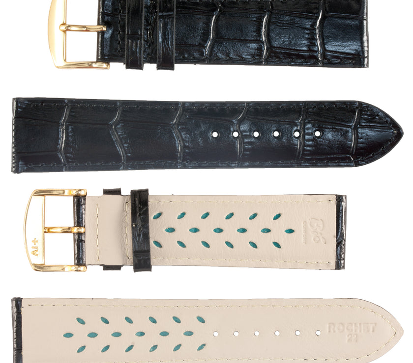 ROCHET No. 519 Extra Extra Long Alligator Grain Fine Leather Aerocomfort Straps (10mm~22mm)