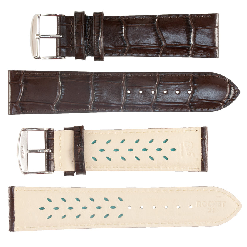 ROCHET No. 519 Extra Extra Long Alligator Grain Fine Leather Aerocomfort Straps (10mm~22mm)