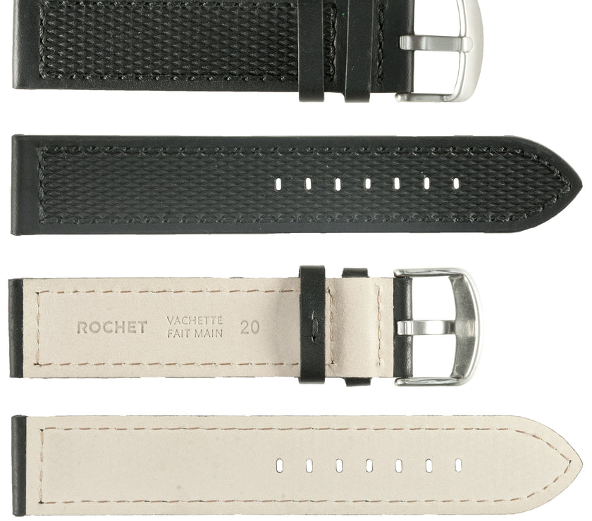 ROCHET No. 543 Neoprene Cowhide Grain Fine Leather Straps (18mm~22mm)