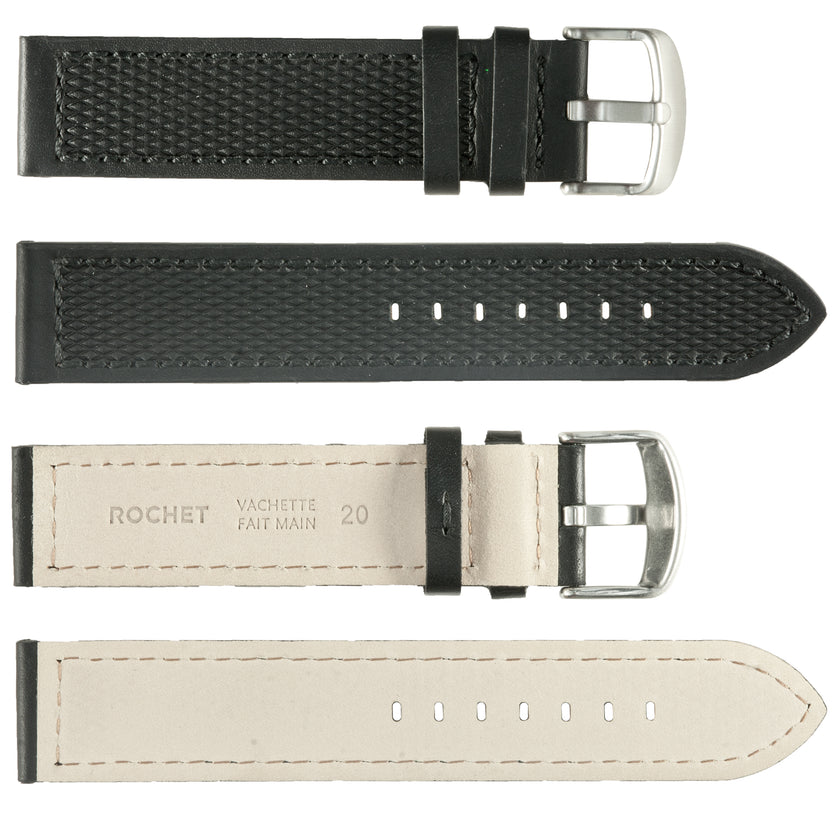 ROCHET No. 543 Neoprene Cowhide Grain Fine Leather Straps (18mm~22mm)