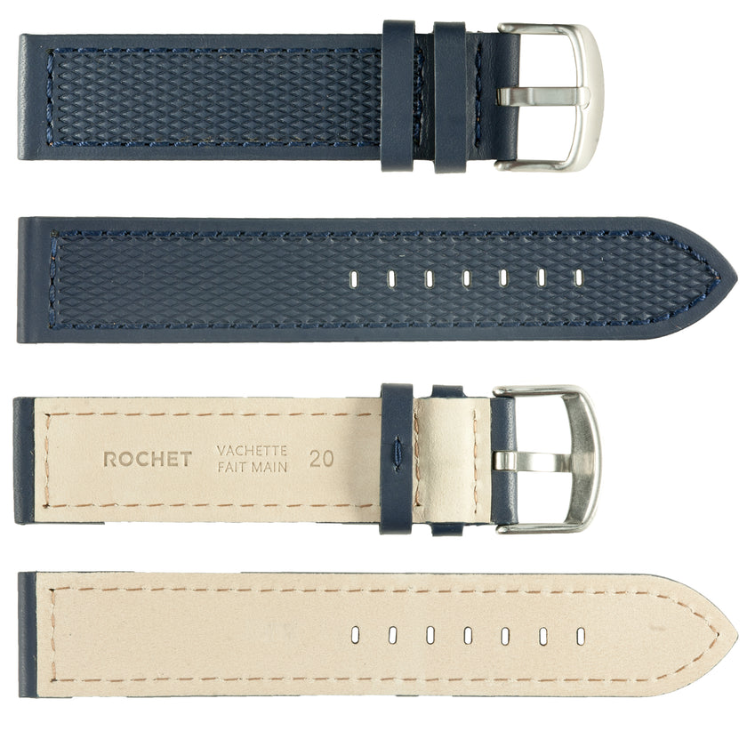 ROCHET No. 543 Neoprene Cowhide Grain Fine Leather Straps (18mm~22mm)