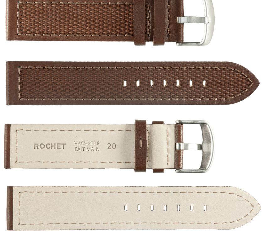 ROCHET No. 543 Neoprene Cowhide Grain Fine Leather Straps (18mm~22mm)