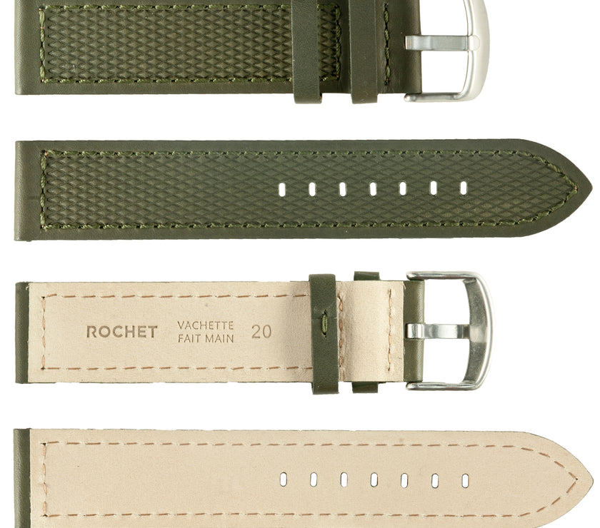 ROCHET No. 543 Neoprene Cowhide Grain Fine Leather Straps (18mm~22mm)