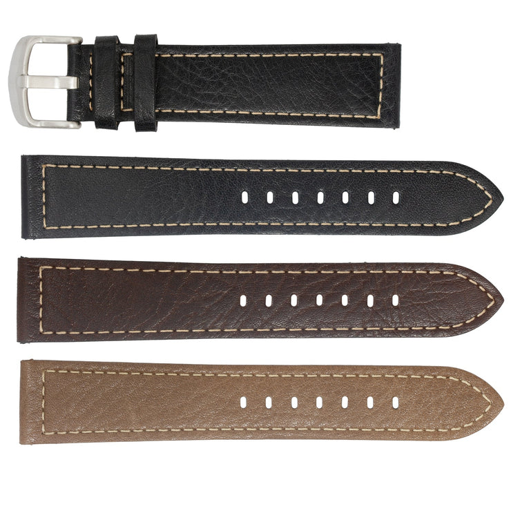 ROCHET No. 544 Grained Cowhide Leather Straps with Rawsilk Stitching (12mm~22mm)