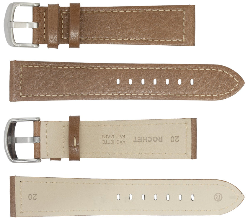 ROCHET No. 544 Grained Cowhide Leather Straps with Rawsilk Stitching (12mm~22mm)