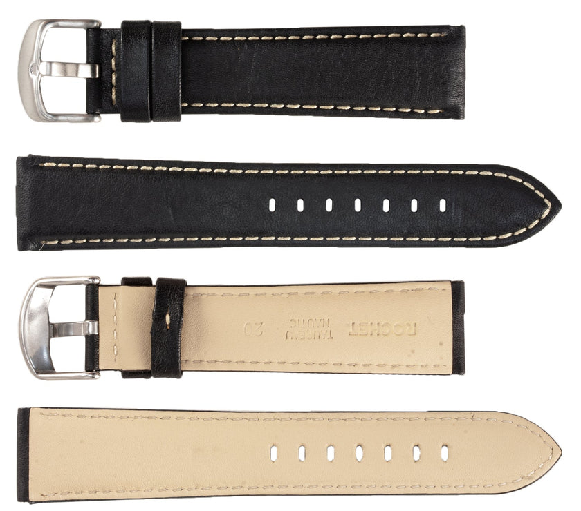 ROCHET No. 552 Bull Fine Leather Straps with Contrast Stitching (16mm~26mm)