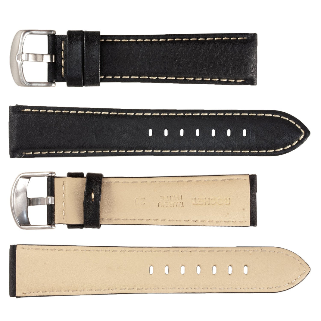 ROCHET No. 552 Bull Fine Leather Straps with Contrast Stitching (16mm~26mm)