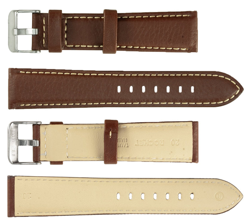 ROCHET No. 552 Bull Fine Leather Straps with Contrast Stitching (16mm~26mm)