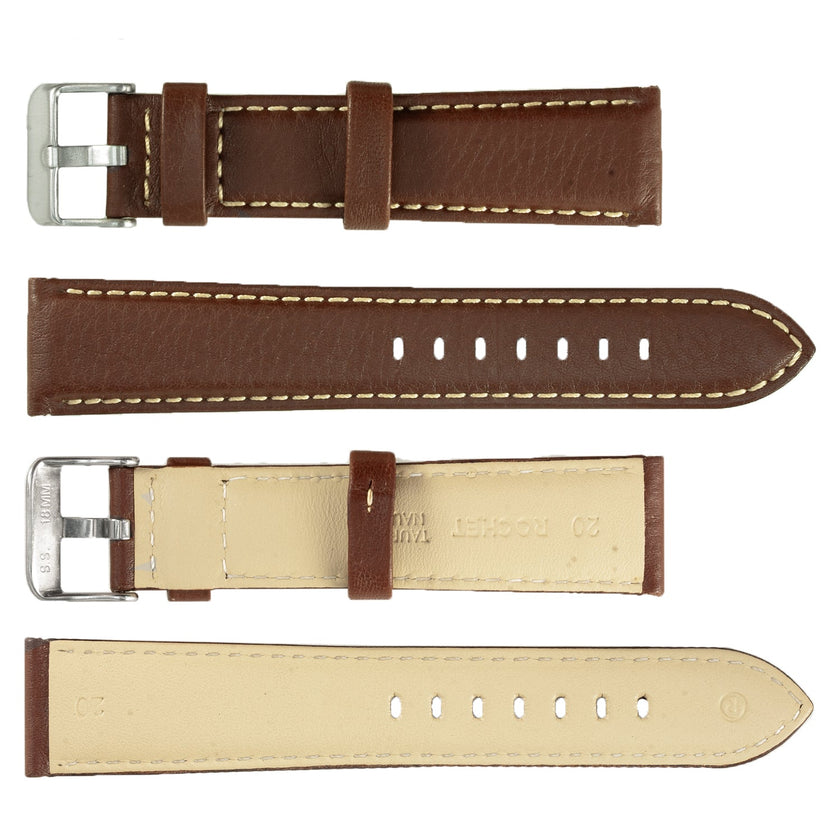 ROCHET No. 552 Long Bull Fine Leather Straps with Contrast Stitching (18mm~24mm)