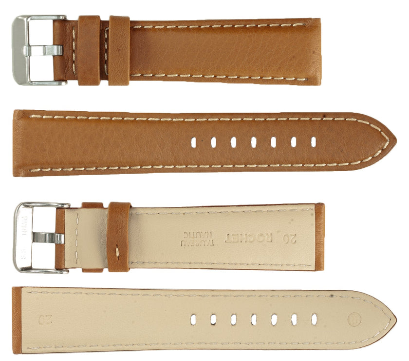 ROCHET No. 552 Bull Fine Leather Straps with Contrast Stitching (16mm~26mm)