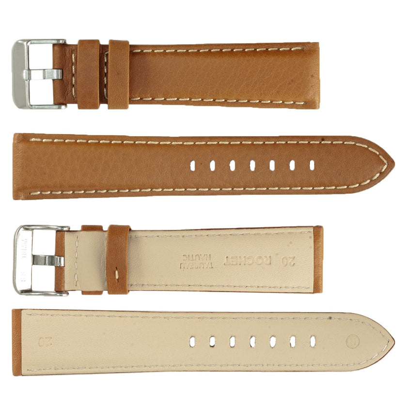 ROCHET No. 552 Bull Fine Leather Straps with Contrast Stitching (16mm~26mm)