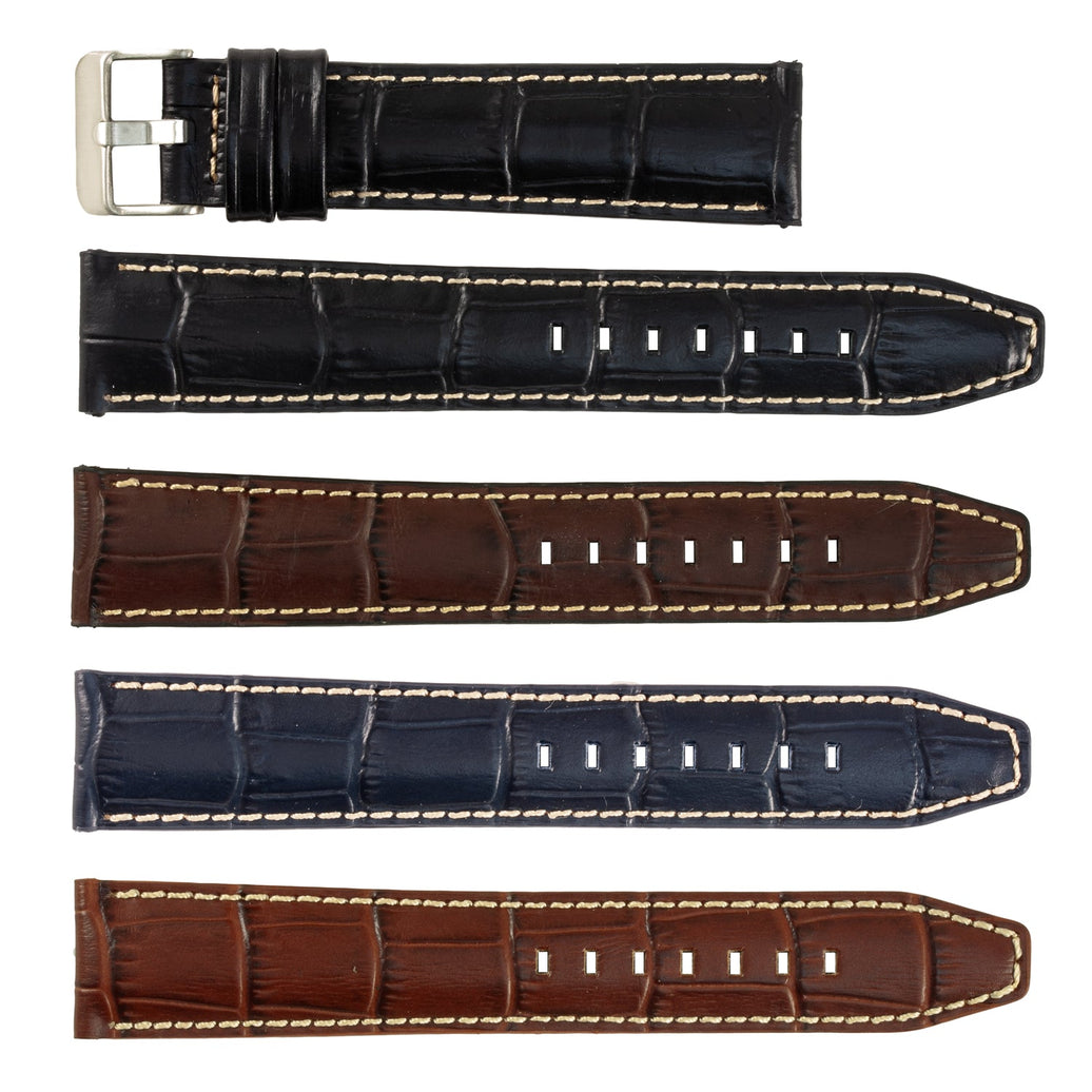 ROCHET No. 559 Alligator Grain Fine Leather Straps with Contrast Stitching (18mm ~ 30mm)