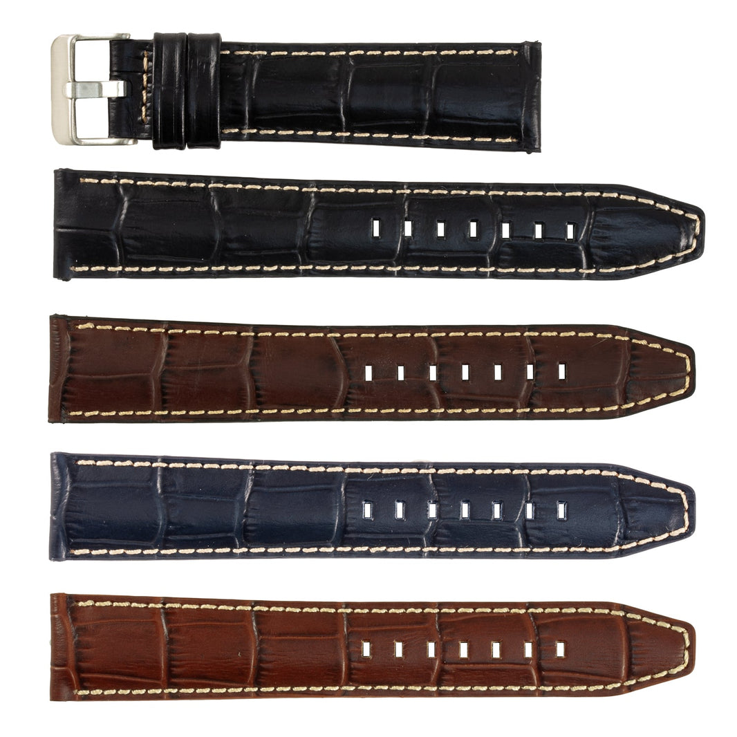 ROCHET No. 559 Alligator Grain Fine Leather Straps with Contrast Stitching (18mm ~ 30mm)