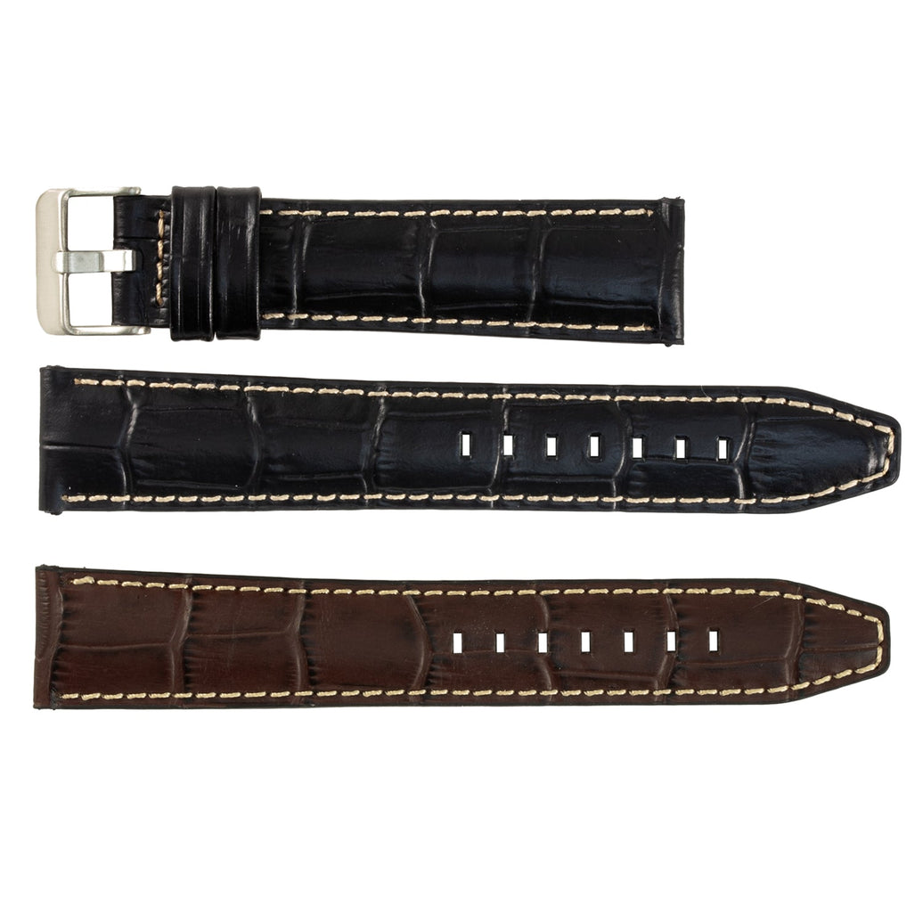 ROCHET No. 559 Long Alligator Grain Fine Leather Straps with Contrast Stitching (18mm ~ 24mm)