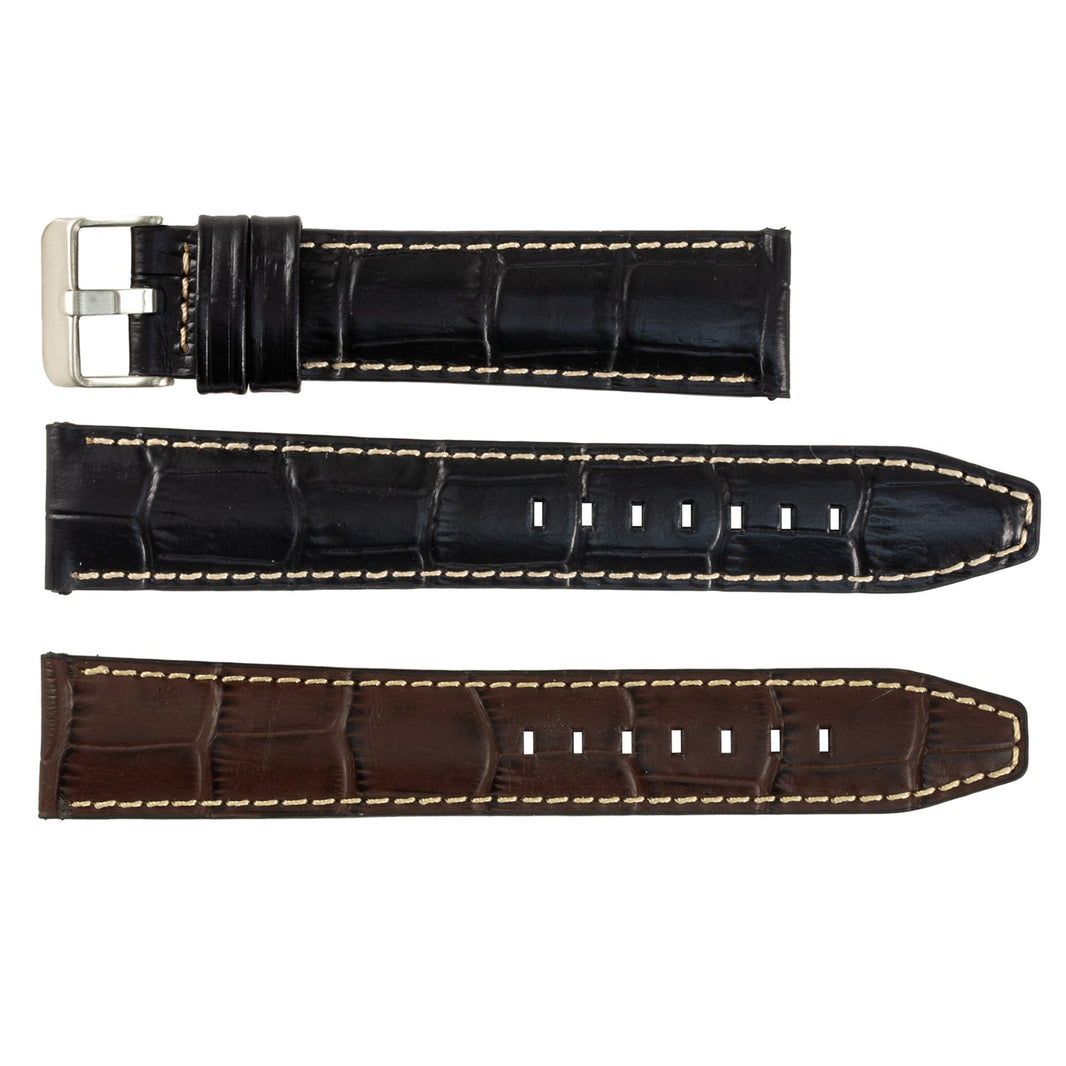 ROCHET No. 559 Long Alligator Grain Fine Leather Straps with Contrast Stitching (18mm ~ 24mm)