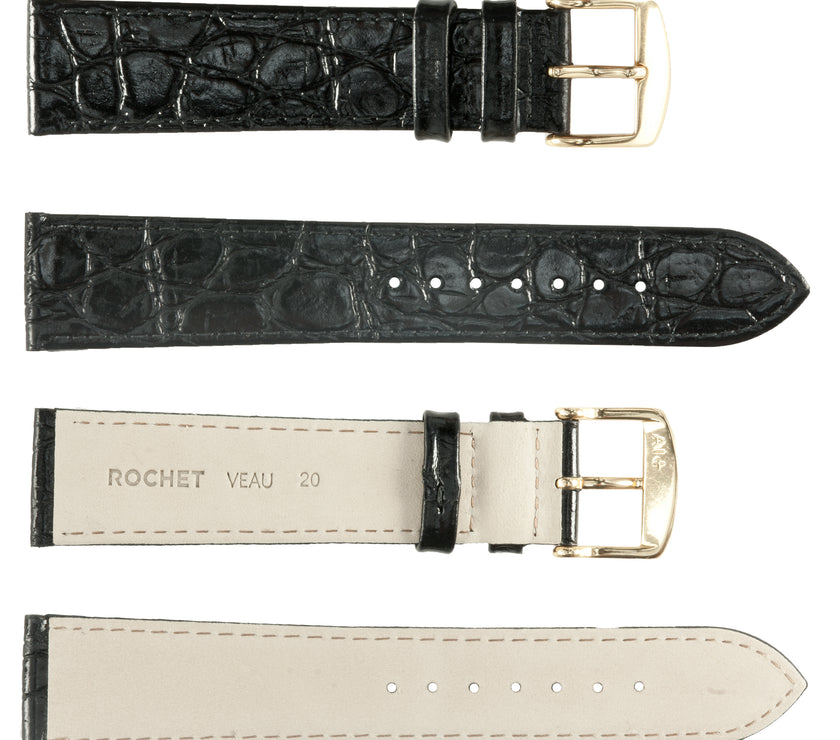 ROCHET No. 619 Crocodile Grain Fine Leather Straps (12mm~22mm)