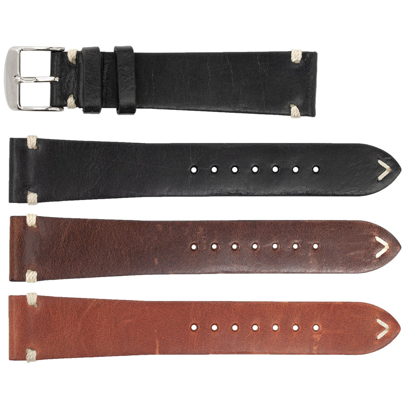 ROCHET No. 740 Cow Vintage Watch Straps with Hand-Sewn Stitching (20mm-24mm)