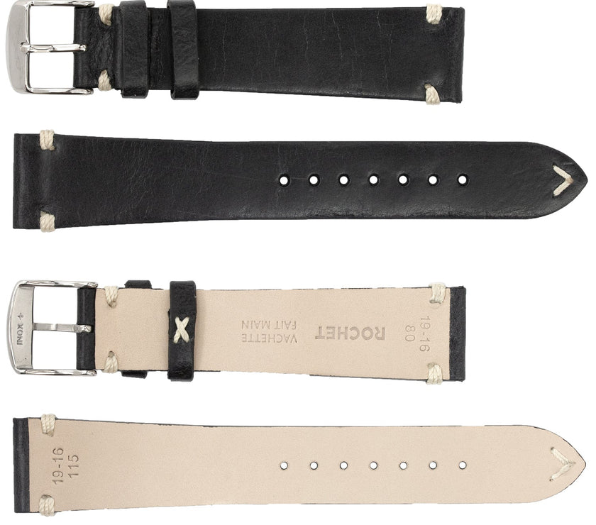 ROCHET No. 740 Cow Vintage Watch Straps with Hand-Sewn Stitching (20mm-24mm)