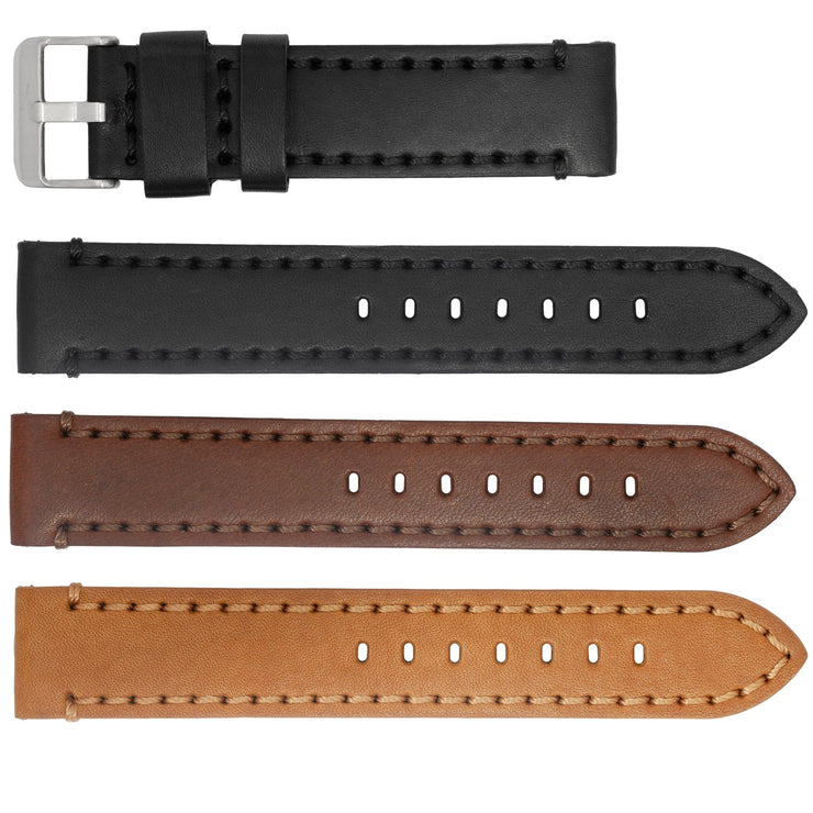 ROCHET No. 743 Ingrassata Cowhide Leather Straps with Heavy Stitching (20mm~24mm)