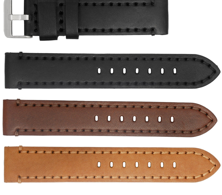 ROCHET No. 743 Ingrassata Cowhide Leather Straps with Heavy Stitching (20mm~24mm)