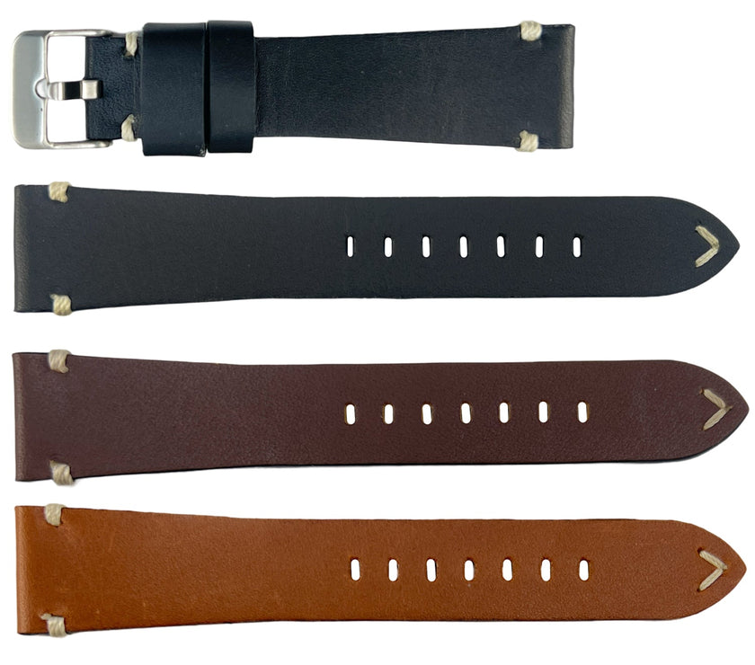 ROCHET No. 744 Cowhide Vintage Watch Straps with Hand-Sewn Stitching (20mm - 24mm)