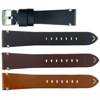 ROCHET No. 744 Cowhide Vintage Watch Straps with Hand-Sewn Stitching (20mm - 24mm)