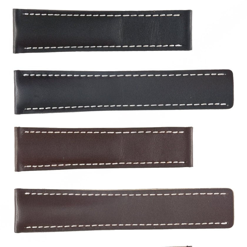 ROCHET No. 787 Calf Grain White Stitch to fit Breitling Deployment Buckle Leather Straps (20mm~22mm)