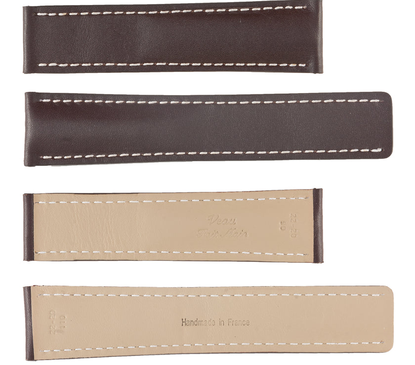 ROCHET No. 787 Calf Grain White Stitch to fit Breitling Deployment Buckle Leather Straps (20mm~22mm)