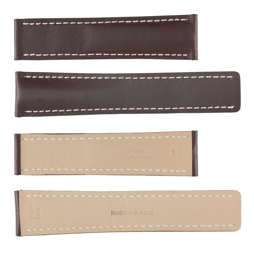 ROCHET No. 787 Calf Grain White Stitch to fit Breitling Deployment Buckle Leather Straps (20mm~22mm)