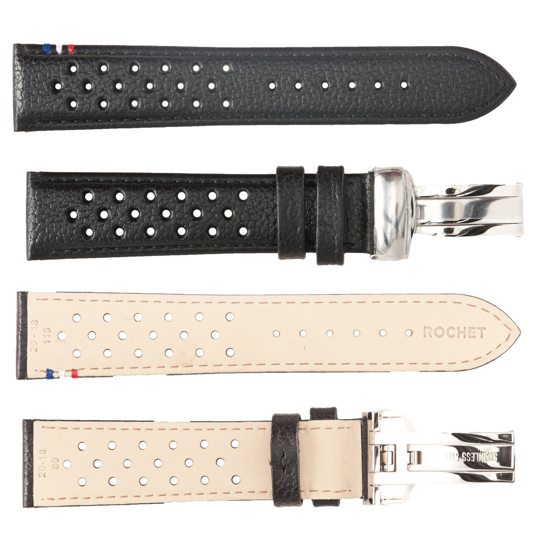 ROCHET No. 792 Calf Grain Deployment Buckle Leather Straps (18mm~22mm)