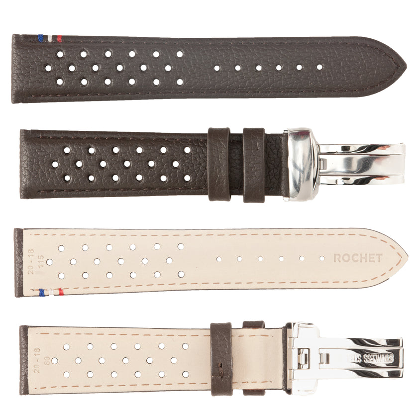 ROCHET No. 792 Calf Grain Deployment Buckle Leather Straps (18mm~22mm)