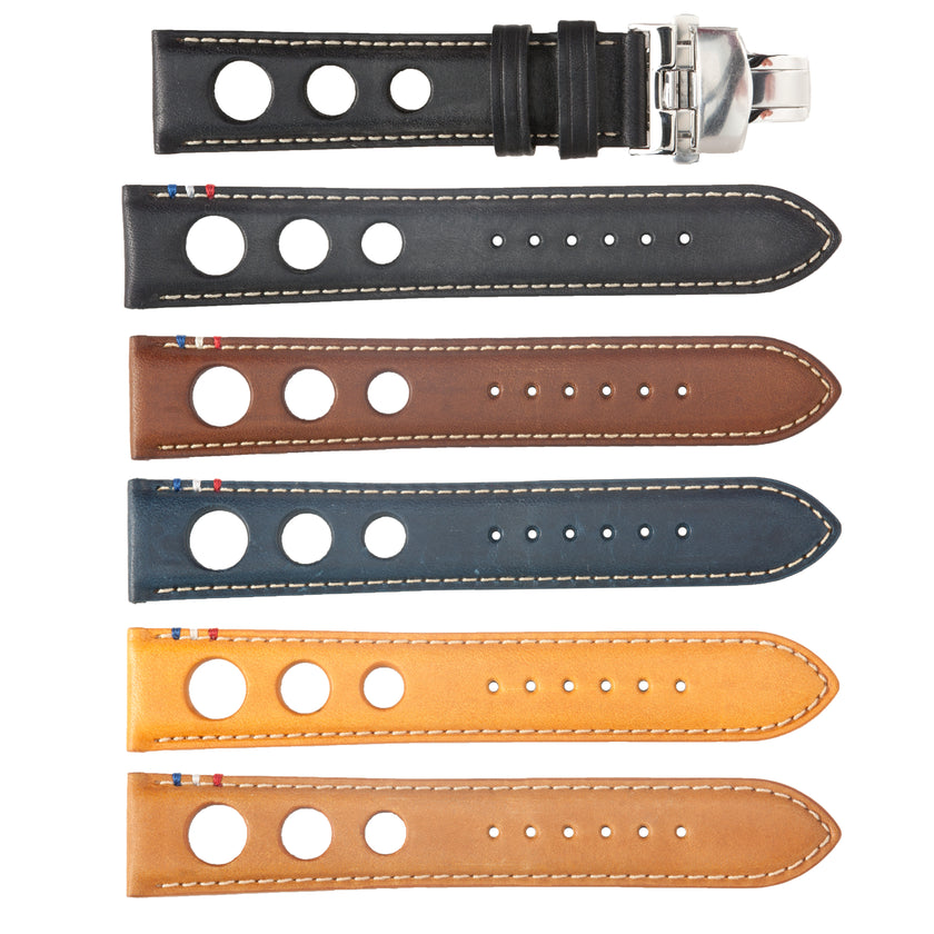 ROCHET No. 793 Cowhide Grain Butterfly Deployment Buckle Leather Straps (20 - 22mm)