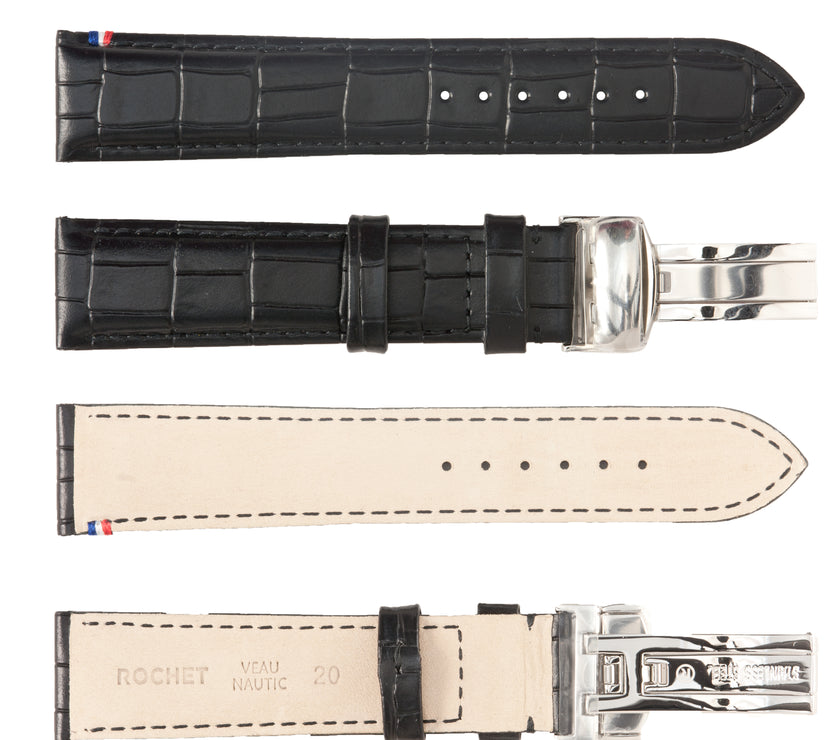 ROCHET No. 794 Calf Grain Deployment Buckle Leather Straps (18mm - 22mm)