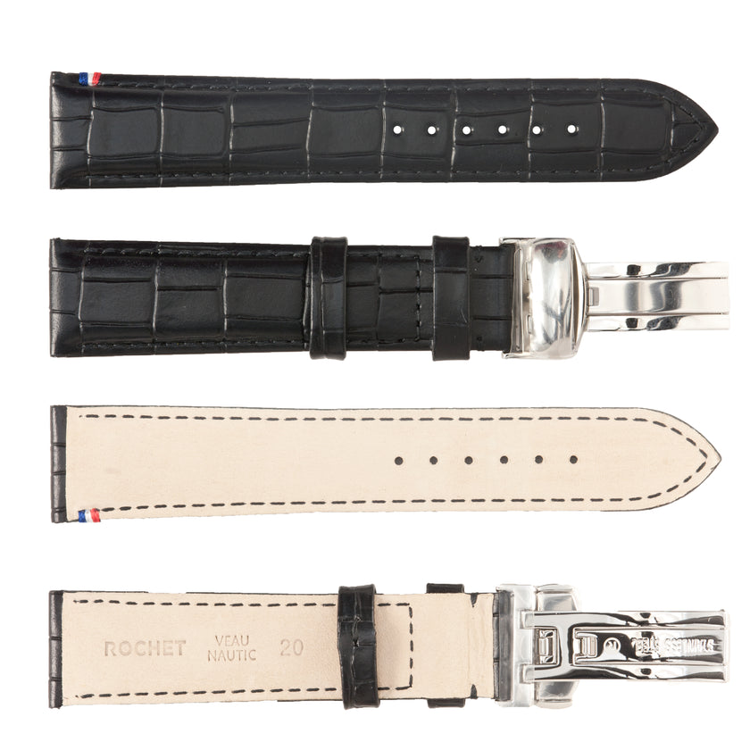 ROCHET No. 794 Calf Grain Deployment Buckle Leather Straps (18mm - 22mm)