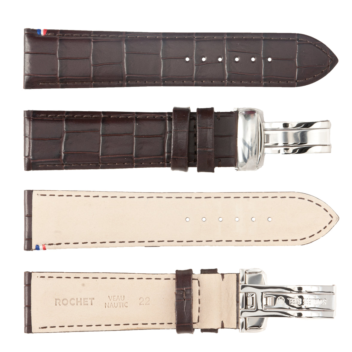 ROCHET No. 794 Calf Grain Deployment Buckle Leather Straps (18mm - 22mm)