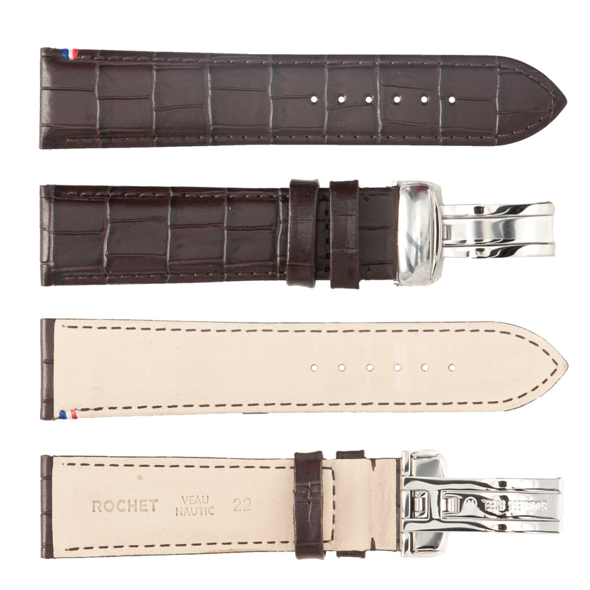 ROCHET No. 794 Calf Grain Deployment Buckle Leather Straps (18mm - 22mm)