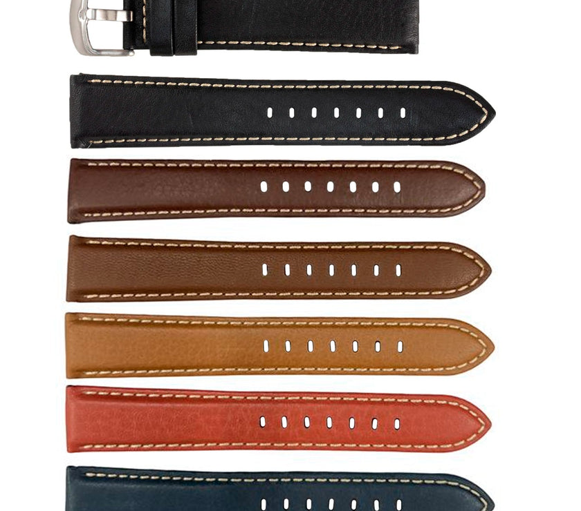 ROCHET No. 552 Bull Fine Leather Straps with Contrast Stitching (16mm~26mm)